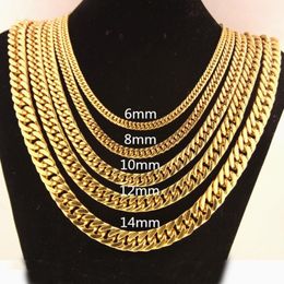 Chains 6 8 10 12 14 17 19mm Width Trendy Gold Chain For Men Women Hip Hop Jewellery Stainless Steel Curb Necklace Jewelery2618