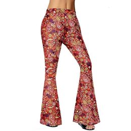 Womens Pants Hippie Clothing Fashion Wideleg Bellbottoms Colour Bump Printed and Headscarf Y2k Flare Pant Sets 240320