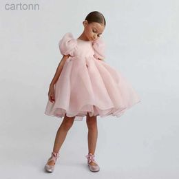 Girl's Dresses Girls White Cake Layer Dress Childrens Sleeves Elegant Party Wedding Birthday Picture Princess Versidos Childrens Summer Clothing 24323