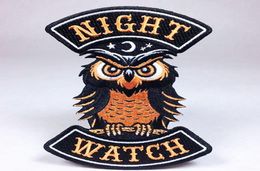 Black NIGHT WATCH OWL Embroidery Iron On Patches For Clothing Halloween Party Applique Decoration 5444354