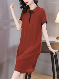 Party Dresses Summer Black Midi Boho Short Sleeve Dress Satin Silk Elegant Beach Korean Fashion Red Women Casual Festa Luxo For