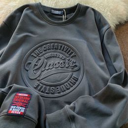 Wholesale 100% Cotton Crew Neck Slim Fit Pullover Mens Hoodies Sweatshirts Custom 3d Embossed Crewneck
