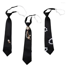 Bow Ties Black Colour Clip Closure Neck Tie For Ladies Business Necktie Suits Male