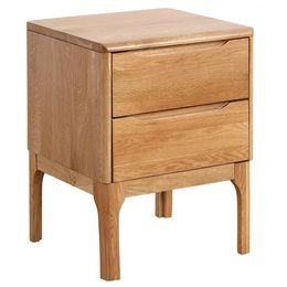 Olusmane Easy to Assemble Mediaeval Modern Solid Oak Bedside Table with 2 Drawers, Sturdy and Durable 41.5cm Long 39.0cm Wide X 55.0cm High (natural Color)