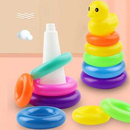 Sorting Nesting Stacking toys Rainbow Tower Baby Toys and Early Childhood Education Puzzle Games Stacked Duck Pyramid Color 24323