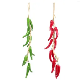 Decorative Flowers 2 Pcs Simulated Chili Skewers Outdoor Decor Pepper For Farmhouse Vegetable Pography Prop Hanging Fake