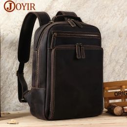 Bags JOYIR Genuine Leather Backpack for Men 15.6 Inch Laptop Bag Large Capacity School Business Daypack Vintage Travel Rucksack