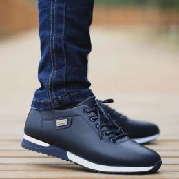 Boots Men's PU Leather Business Casual Shoes for Man Outdoor Breathable Sneakers Male Fashion Loafers Walking Footwear Tenis Feminino