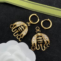 S925 Earrings Stud Gold Bee Earrings Stud Glamour women fashion bee style Jewellery gift