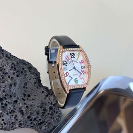 Fashionable Niche Wine Barrel Shaped Square Quartz with Diamond Inlaid Light Luxury Women's Watch New Model