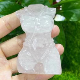 Decorative Figurines 7.5cm Natural Rose Quartz Bound Female Body Carved Statue Gems Plump Ornament Figurine Craft Gift House Decor 1pcs