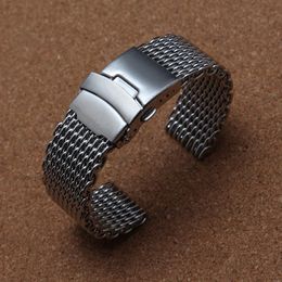 Shark Mesh Watchband Bracelets Special End safety Buckle 18mm 20mm 22mm 24mm Watch straps cant be adjusted length for men hours178M