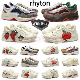 Rhyton Sneakers Designer Rhython Casual Shoes Running Shoes Men Women'S Lip Sports Thick Soled Women Cartoon Letters Thick Soleg G Family Beige Outdoor Trainers