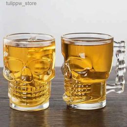 Wine Glasses 500Ml Large Capacity Skull Beer Glasses Transparent with Handle Wine Glass for Club Bar L240323