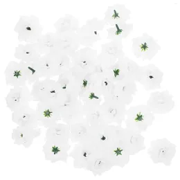 Decorative Flowers 50pcs Flower Craft Simulation Artificial White Rose DIY Wreath Garland Accessories For Wedding Bridal Shower Party
