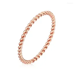 Cluster Rings Anillo Delicate Twisted Fashion Ring Titanium Steel Rose Gold Colour Plated Bijoux Trendy Women Jewellery