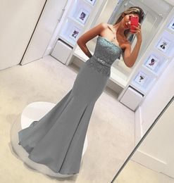 Cheap Lace Country Style Gray Mermaid Bridesmaid Dress Strapless South African Maid of Honor Dress Wedding Guest Gown Custom Made 7011110