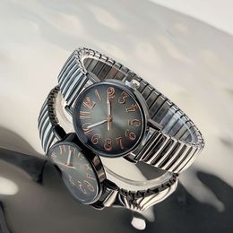 Fashionable and Minimalist Gradient Digital Coloured Elastic Band Quartz Watch, Women's Watch