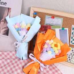 Decorative Flowers Creative Romantic Beautiful Milk Cotton Lifelike Handwoven Puffs Fake Mini Daisy Bouquets