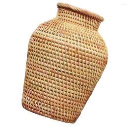 Vases Rattan Vase Home Desktop Decor Pots House Plants Storage Basket Household Flower Decorative Woven Arrangement Office Rustic