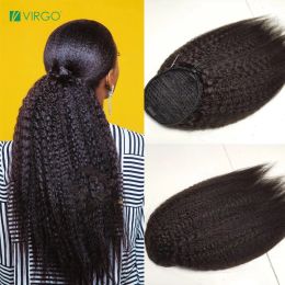 Wigs Wigs Hair Brazilian Afro Kinky Straight Ponytail Remy Wrap Around Drawstring Ponytail Human Hair Ponytail Clip Ins Remy