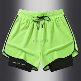 Men's Shorts New gym sports shorts for mens double layered tight fitting quick drying outdoor jogging shorts 24323