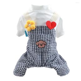 Dog Apparel Stylish Plaid Print Pet Suspenders Overall Fine Workmanship Jumpsuit Romper Clothes Supplies