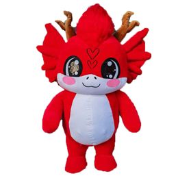 Mascot Costumes 2m Adult Full Body Cute Walking Iated Dragon Costume Funny Character Blow Up Mascot Suit for Entertainments