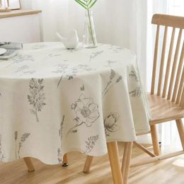 Table Cloth 150cm Round Cotton Linen Bee Flower Sketch Tablecloth Kitchen Living Room Napkin Coffee Home Decoration