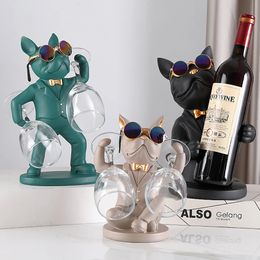 Bulldog Animal Figurine Cup Wine Glass HolderTable OrnamentsDog StatueSculpture Home Decoration AccessoriesLiving Room Decor 240323