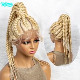 Wigs Braided Wigs Synthetic Lace Front Wigs 24inches Braided Ponytail Wigs African Braiding Hair With Baby Hair Ponytail hair Wigs