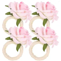 Table Cloth Rose Napkin Rings Buckle Holders For Party Decor Accessory El Valentine's Day Wedding Decorations