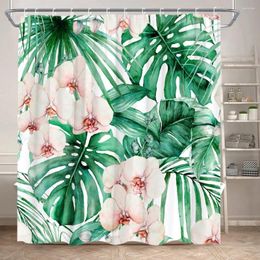 Shower Curtains Green Plant Curtain Tropical Leaves Flower Spring Palm Modern Farm Banana Leave Polyester Bathroom Decor Set