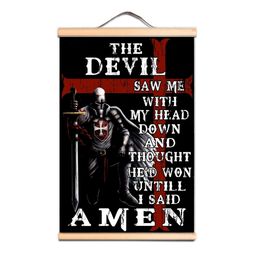 Mediaeval Crusader Knight Decor Wall Chart Beautiful Gift for History Enthusiasts - Vintage Knights Templar Poster Solid Wood Scroll Painting CD34