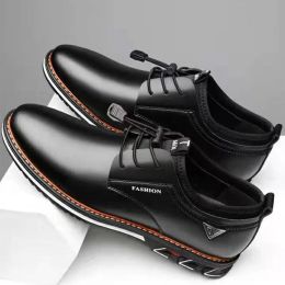 Boots New Men Shoes Leather Cowhide Leather Shoes Men Comfortable Lowtop British Casual Single Shoes Leather Shoes Formal Shoes 563 b