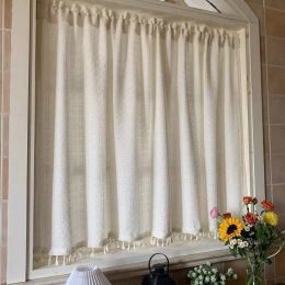 Curtains Beige Kitchen Curtains Linen Tier Curtains Farmhouse & Cafe Curtains Flax Country Rustic for Bathroom Laundry Room 1 Panel Crude