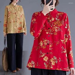 Women's Blouses Shirt Spring And Autumn 2024 Printed Mid Length Long Sleeve Fashionable Loose Versatile Tops Z4871