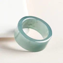 Cluster Rings Inner Diameter20mm-24mm Natural Old Pit A-grade Jade Blue Water Ring For Men's Gifts With Type Jadeite Jewellery Drop