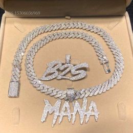 Joias Hip Hop Sier Nome Letra Personalizada Iced Out VVS Moissanite Pingente