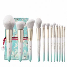 mydestiny Makeup Brush-Ice White 12Pcs Synthetic Hair Cosmetic Brushes Set-Foundati Blusher Powder Eyeshadow Cosmetic Tools j8xM#