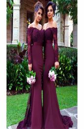 Sexy Burgundy Bridesmaid Dresses Long Mermaid Applique Crystal Maid of Honour Dresses for Weddings Plus Size7956268