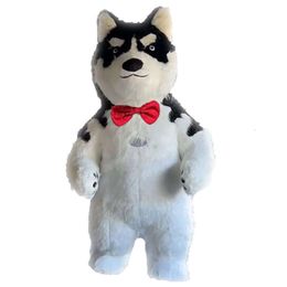 Mascot Costumes Realistic Giant Iatable Husky Dog Mascot Costume Adult Full Wearable Walking Mascots Huskie Blow Up Suit for Entertainment