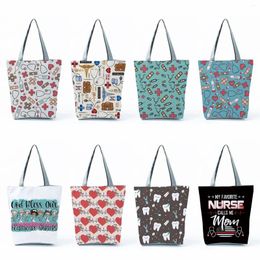 Shoulder Bags Foldable Travel Beach Shopping Women Tote Cartoon Ladies Print Handbags High Capacity Eco Reusable