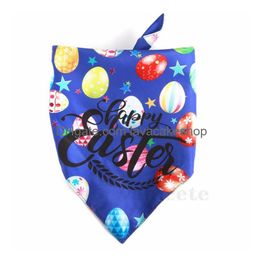 Dog Apparel Easter Bandana Double Happy Egg Bunny Printed Triangle Bibs Pet Scarf For Medium To Large Dogs Zc037 Drop Delivery Home Ga Dhke3