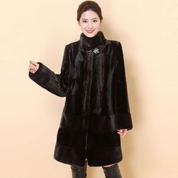 Winter Haining Mink Coat Womens Whole Long Knee Length Mid Aged and Elderly Mom Large Fur Grass