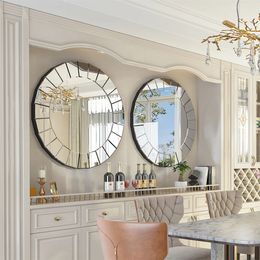 315 Cricle Large Round Decorative Mirrors for Wall Decor Antique Venetian Ornate Mirror Bedroom Bathroom Living Room 240322