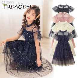 Girl's Dresses Korean childrens celebrity princess dress short sleeved birthday party dress 6 8 10 12 years old 24323