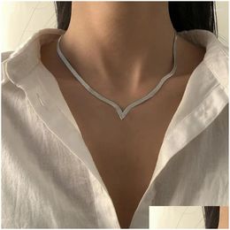 Pendant Necklaces Punk Smooth Metal Round Torques Choker Necklace For Women Simple Gold Color Collar Party Jewelry Gift Drop Delivery Dho8F