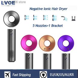 Electric Hair Dryer Leafless Hair Dryer Constant Anion Electric Blow Dryer Professional Hair Care Tool 5 Attachments Multifunction Hair Style Tool T240323