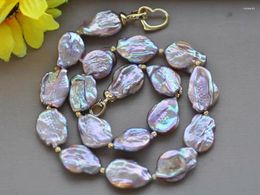 Chains 18" 22mm Florid-Lavender Baroque Coin Reborn KESHI Pearl Necklace